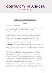 Influencer Content Creator Brand  Contract, Brand Agreement, Influencer Contract ,  Creator Agreement, Brand Deal Template